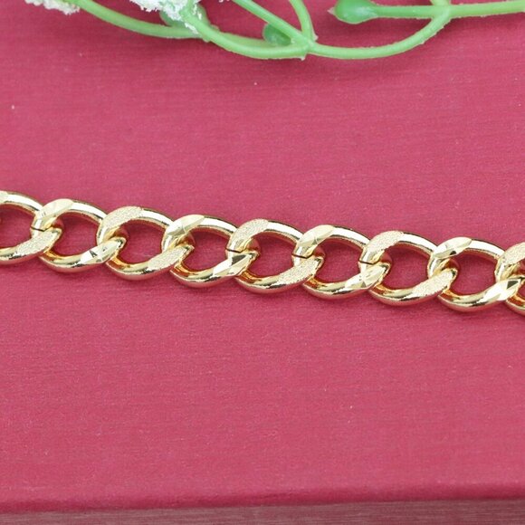 "Bold Textured Chain Rose Gold Bracelet in High Polish Finish, XPBL0993 - Picture 10 of 12